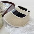 Beige open-top sun hat with wide black visor and elegant knit headband for summer - Lens Visor / Beige Trim Beige