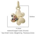 Golden butterfly pendant with multi-color cubic zirconia for DIY jewelry making - Multicolor Zirconia Style 8 / Gold