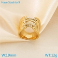 Anillo ancho cruzado dorado con micro-pavé de cristales, ancho 19 mm y peso de 12 g - US 6 / Dorado (KR111060-K)