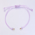 Pulsera de cordón de cera lavanda de 0,8mm con nudo corredizo y anillos dorados - Púrpura + Anillo Oro Rosa