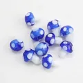 Blue glass mushroom bead with white polka dots for DIY jewelry making and handmade crafts - Sapphire Blue