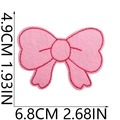 Pink bow embroidered patch dimensions showing 4.9cm height and 6.8cm width details - Pink Bow Style Three