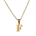 18K gold-plated stainless steel necklace with a minimalist capital letter F pendant - Gold F