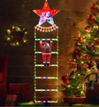 Outdoor waterproof LED Santa climbing ladder lights with colorful stars for Christmas garden - Colorful Star [Multicolor Light]