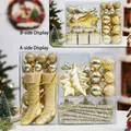 Set regalo decorazioni natalizie dorate con palline, stelle e calze color champagne - Oro