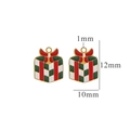 Green and white checkered gift box charm with red bow and 12x10mm dimensions - Green Gift Box