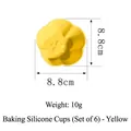 Set of 6 yellow flower shaped silicone baking molds with 8.8cm dimensions - Fluted Shape-Yellow