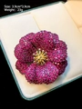 Detail of luxury peony flower brooch with purple gemstones in a gift box, size 3.9x3.9cm - Purplish Red Flower Style (TB1562)
