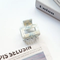 Blue and white marble acetate square hair claw clip with a minimalist hollow-out design - Water Ripple Blue