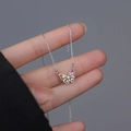 S925 sterling silver butterfly necklace featuring colorful ice-flower stones for women - 925 Silver / White Gold