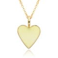 Close-up of 14K gold plated chain with a light yellow enamel heart shaped pendant - Pale Yellow (A140)