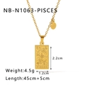18k gold plated stainless steel Pisces tarot card pendant necklace on white background - Pisces