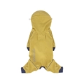 Waterproof ginger yellow dog rain jacket with navy contrast cuffs and outdoor logo - Yellow