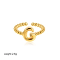 18K gold bubble bead open ring with letter G pendant and adjustable metal band - Letter G Style (T249_7)