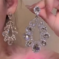 Orecchini a goccia in argento con strass scintillanti per uno stile vintage di corte - 2# Perno per orecchino in argento - Argento bianco
