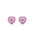 Ohrstecker aus 925er Silber mit rosa Zirkonia-Herz und farbiger Emaille-Verzierung - Eisiges Hellrosa (Herz)