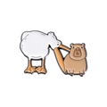 Funny enamel pin featuring a white goose biting a brown capybara, alloy lapel badge - Goose Biting Capybara (QHXZ879)