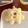 Cute yellow monster plush keychain with horn for bags, measuring 9.5x9cm in size - 8# Yellow One-Eyed Monster Keychain