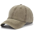 Vintage washed cotton baseball cap in khaki, six-panel design with detailed stitching - L (58-60cm) / Khaki