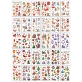 Set di 30 tatuaggi temporanei natalizi per bambini con Babbo Natale e renne ad acquerello - Cartone Animato Natale Serie D - 30 Fogli
