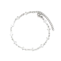 Polished stainless steel chain link bracelet featuring repeating silver cross shapes - Style 9 Silver Cross Bracelet (17+5cm)