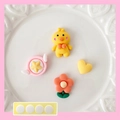 3D cartoon resin accessories set with chick, heart, star, and flower shapes with stickers - Little Yellow Duck 4Pcs Set (With Adhesive)