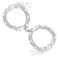 Silver couple bracelets with magnetic heart clasps and star pendants in a layered chain - Rhinestone Cross Double-layer Bracelet