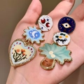 2508182 Heart-shaped Flower And Coconut Tree Asymmetrical Earrings