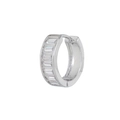 Silver huggie hoop earring with rectangular baguette-cut cubic zirconia inlays - Large / Silver