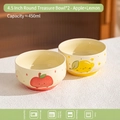 Set of two 4.5-inch ceramic bowls with cute apple and lemon patterns in cream finish - Apple + Lemon / 2 Bowls