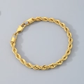 Bracelet chaîne corde classique en acier titane doré avec fermoir mousqueton - Bracelet 20cm / 5mm / Or