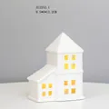 Detail of white ceramic house LED night light with 9.5x6x12.2cm dimensions - RH2252 (9.5x6x12.2cm)