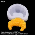 Croissant shaped silicone mold for DIY baking with finished pastry display A418 model - 3# Croissant / Clear