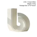 Modern minimalist off-white ceramic U-shaped spiral vase with matte textured finish - U-Shape Ribbed Vase 2181-1 Off-White