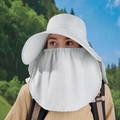 Light gray sun hat with wide brim, neck flap and breathable face cover for outdoors - Light Green