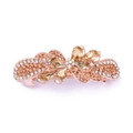 Detailed view of rose gold alloy hair clip featuring champagne and clear rhinestones - Style F / Champagne