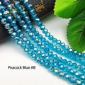 Peacock blue crystal beads with AB iridescent coating for DIY jewelry making - Size 1 (Approx 2mm) / Peacock Blue AB Color