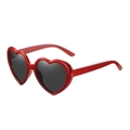 Fashionable red heart shaped sunglasses with dark lenses and glossy plastic frame - Pearly Red Gray Polarized