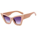 Fashionable beige cat eye sunglasses for women with purple gradient lenses and chic design - Beige Frame Double Grey