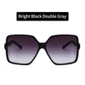 Square oversized sunglasses featuring shiny black frames and gradient grey lenses - Bright Black / Gradient Gray