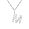 Personalized titanium steel necklace featuring a pearl-inlaid letter M pendant - Letter M / Steel Color