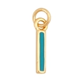 Rectangle gold necklace pendant with vibrant blue enamel inlay and top connector ring - Sky Blue - Letter I