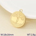 Golden round tree of life pendant in stainless steel, dimensions 18x16mm, weight 2.8g - Full Metal Relief Style (KLJ9500-ZLA)