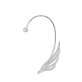 Elegant silver wing ear cuff featuring shimmering rhinestones and angel wing design - Silver (02 White K - Feather M-345)