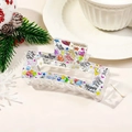 Festive transparent New Year hair claw clip with colorful Happy New Year print and stars - Clear