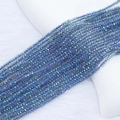 Strand of 2mm blue electroplated faceted crystal glass beads for jewelry making - 2mm (Approx. 210 Beads per Strand) / Transparent Blue