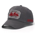 Detailed close-up of New York embroidery on dark grey cotton twill baseball cap - One Size (Approx 58cm) / Dark Gray