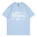 Macro view of light blue cotton T-shirt fabric with Happy Father's Day print - XS / Top (318) / Light Blue 318