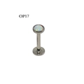 G23 titanium internal thread labret stud featuring a white lab opal stone OP17 - 1.2x8x3mm / White (OP17)