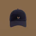 Casquette de baseball en coton bleu marine avec broderie Corgi et visière courbe - 54-62cm Réglable / Bleu marine